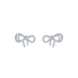 Ribbon Bow Earrings with Diamonds in Platinum, Style E-2950-0-DIA-PLAT