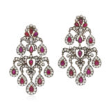 Antique Ruby and Diamond Chandelier Earrings, Serial FL43200