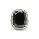 14.41ct Cushion Black Diamond and Diamond Ring Style FL35389