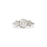 Art Deco Old European Cut Diamond 3 Stone Ring by Tiffany & Co., Serial FL43531