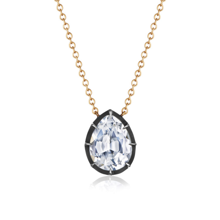 Signed Fred Leighton Cushion White Topaz Silver topped Gold