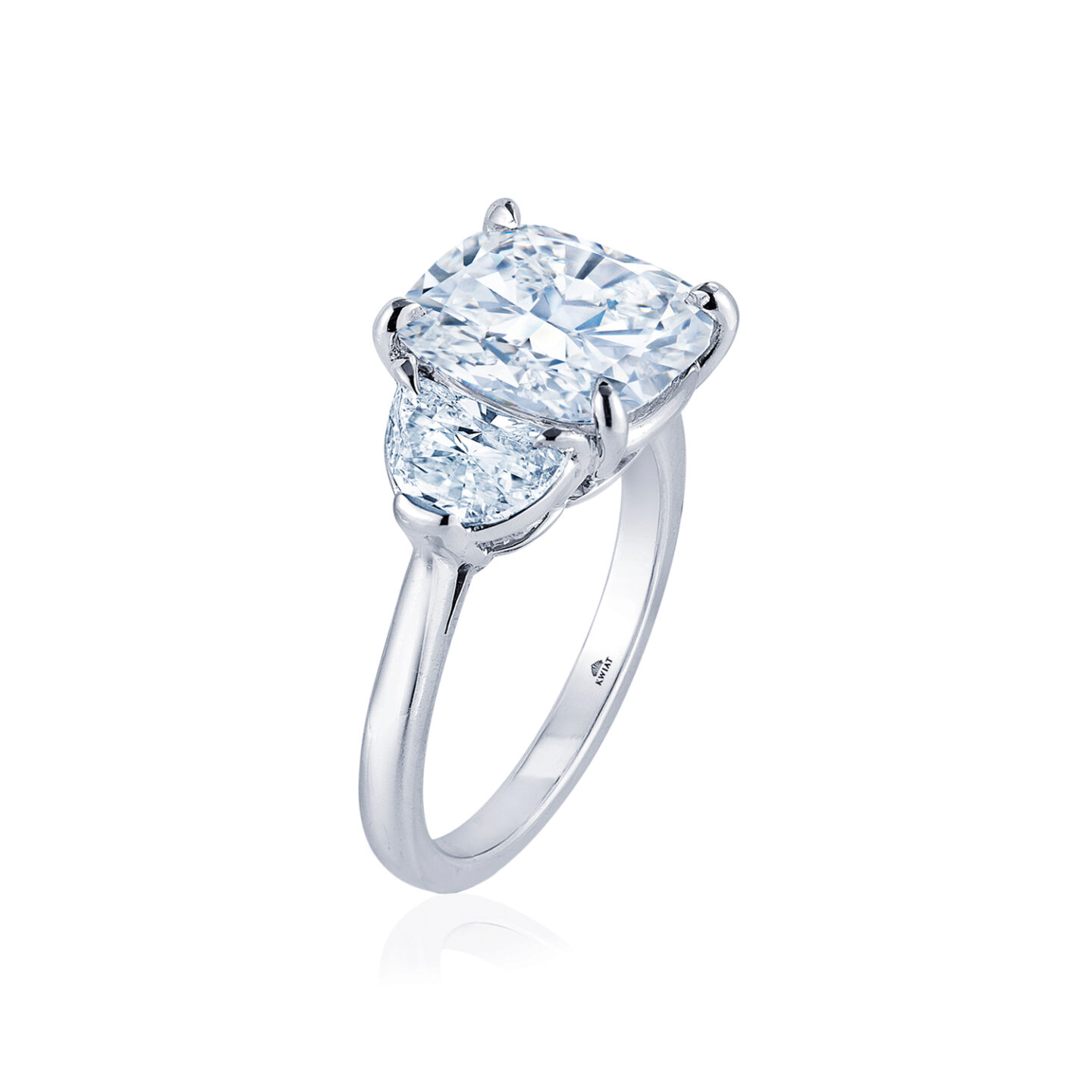 Engagement Ring with a Cushion Diamond and Side Stones in Platinum Kwiat